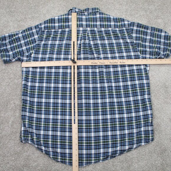Brooks Brothers 346 Shirt Mens XL Blue/Green Checkered 100% Cotton S/S Button - Picture 8 of 11